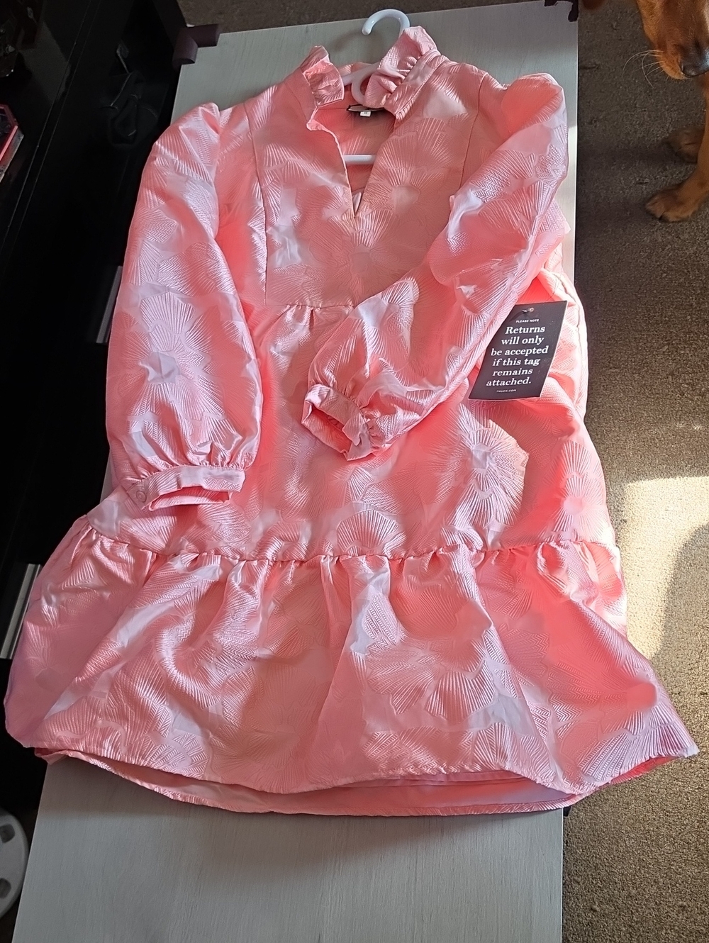 Tuckernuck Pink Textured Ruffle Hem Dress